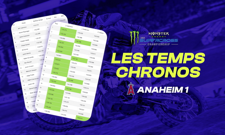 Les temps chronos du SX d'Anaheim 1