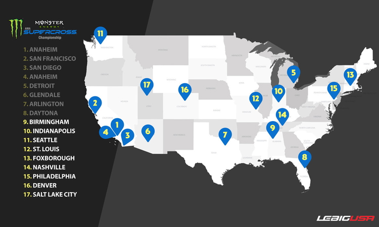 Les villes du Supercross US 2024 (2/2)