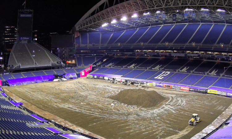 La construction de la piste du SX de Seattle