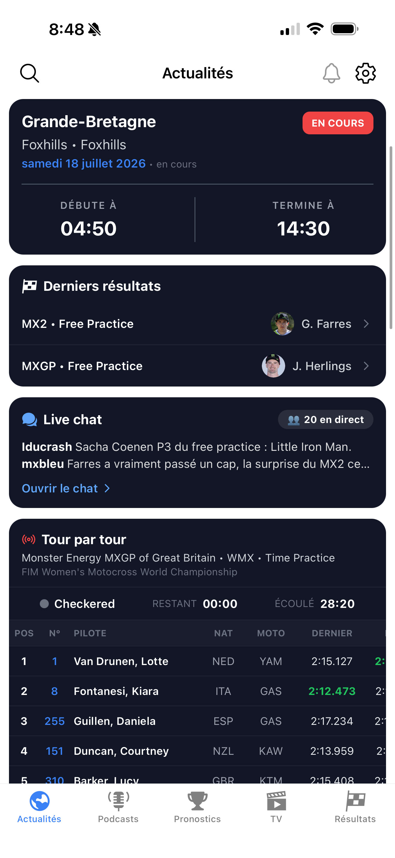 LeBigUSA sur mobile — Race Day
